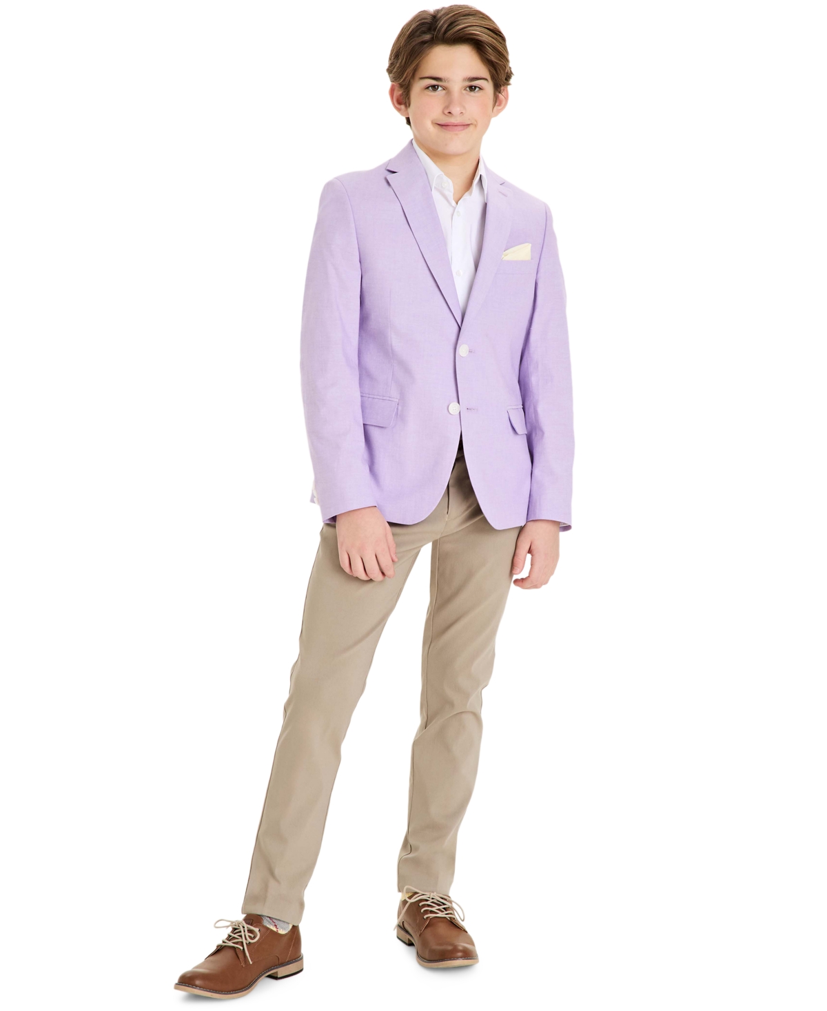 B By Brooks Brothers Big Boys Chambray Classic-fit Sports Coat In Lilac