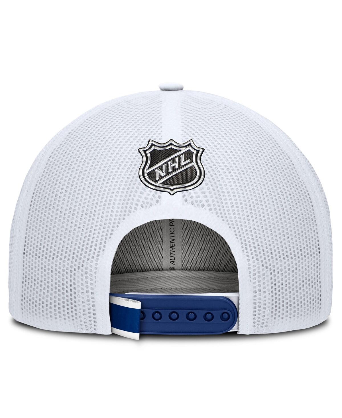 Fanatics Men's Blue/white Toronto Maple Leafs Authentic Pro Rink Trucker Hat In Blue,white