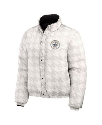 Women's Black/White New Orleans Saints Reversible Cropped Full-Zip Puffer Jacket