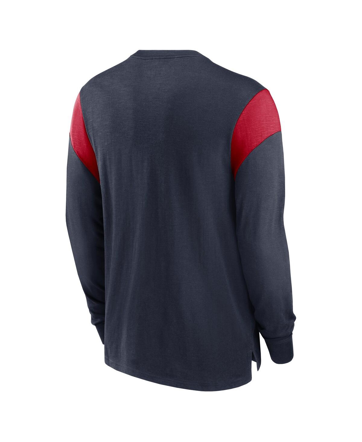 Nike Men's Heather Navy Houston Texans Rewind Playback Helmet Long Sleeve T-shirt In Blue
