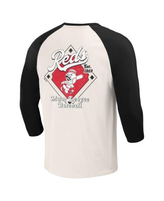 Darius Rucker Collection by Men's White Cincinnati Reds Cooperstown Collection Raglan 3/4-Sleeve T-Shirt
