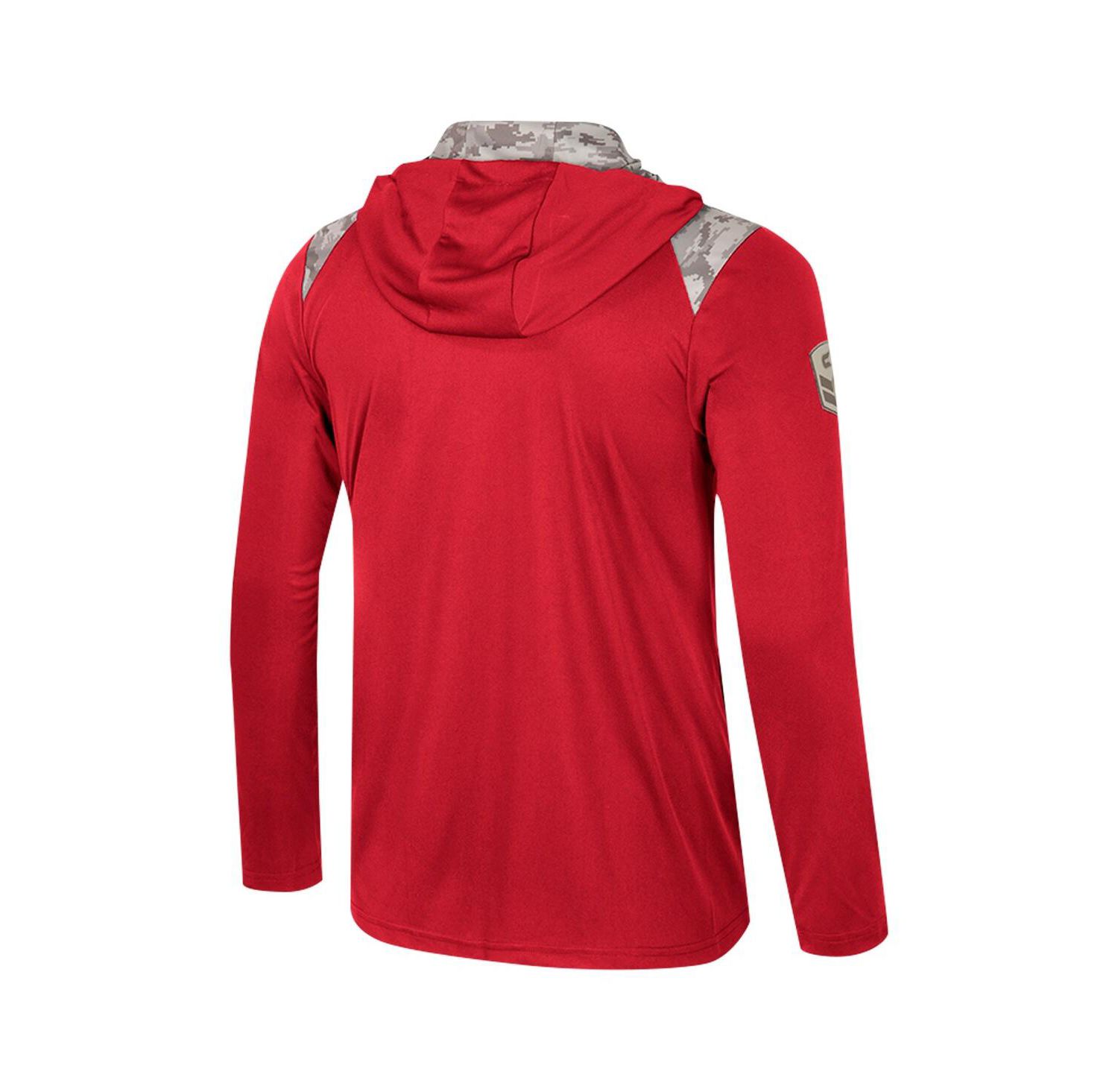 Men's Cardinal Arkansas Razorbacks OHT Military Appreciation Quarter-Zip Hoodie Jacket