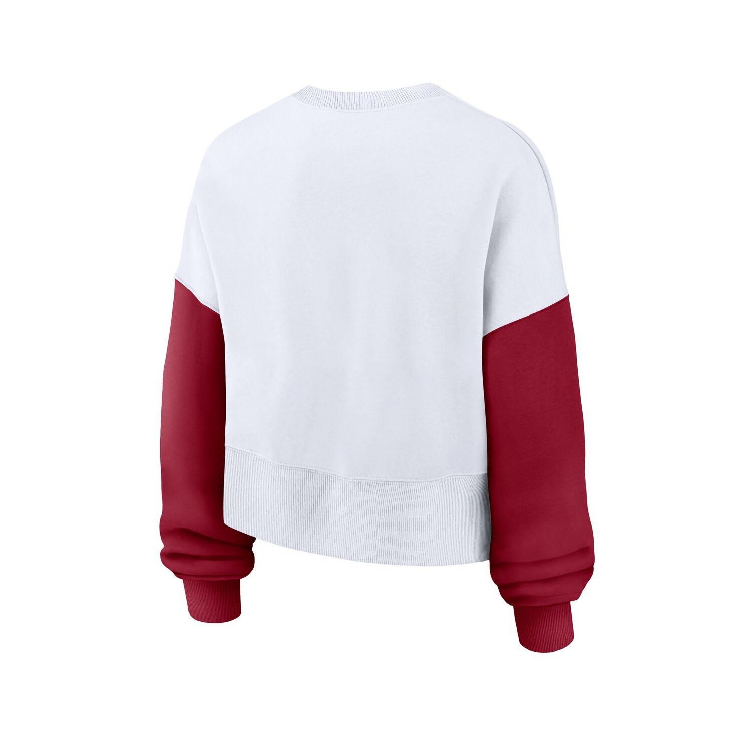 Women's White Alabama Crimson Tide Color Block Oversized Cropped Pullover Sweatshirt