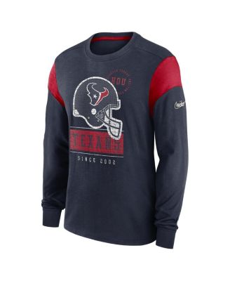 Men's Heather Navy Houston Texans Rewind Playback Helmet Long Sleeve T-Shirt