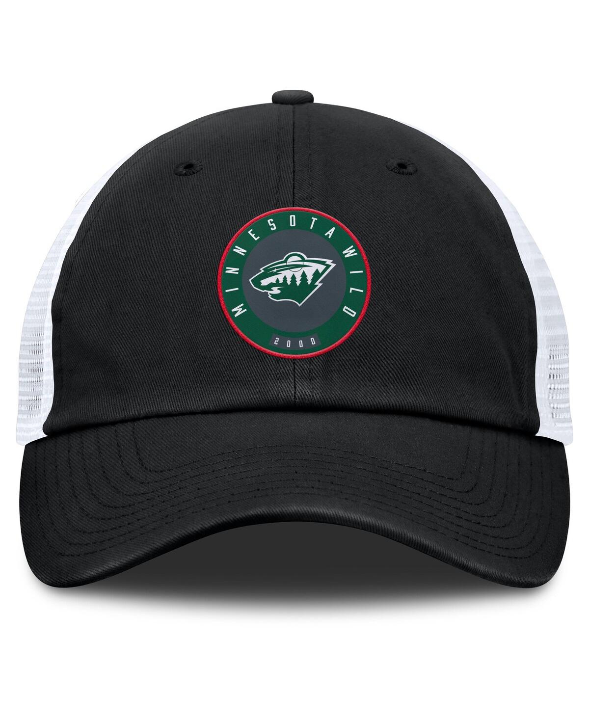 Fanatics Men's Black/white Minnesota Wild Averie Trucker Adjustable Hat In Black,white