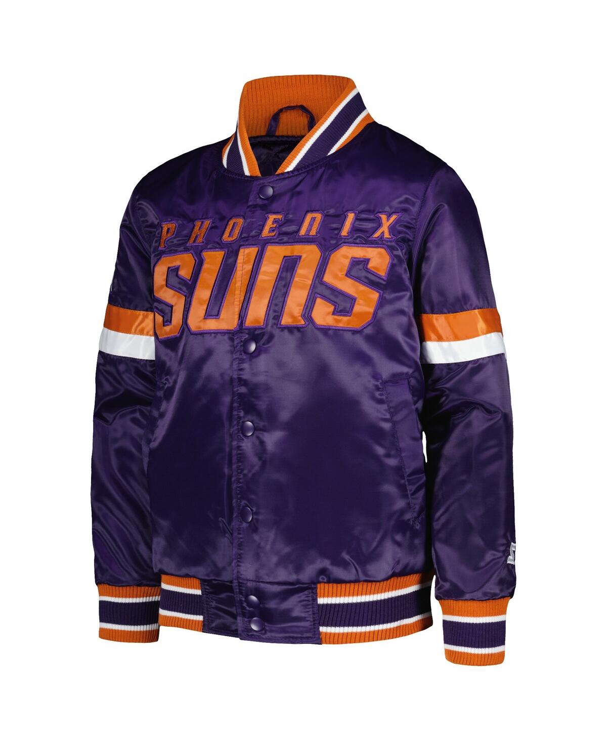 Starter Big Boys And Girls Purple Phoenix Suns Home Game Varsity Satin Full-snap Jacket In Purple