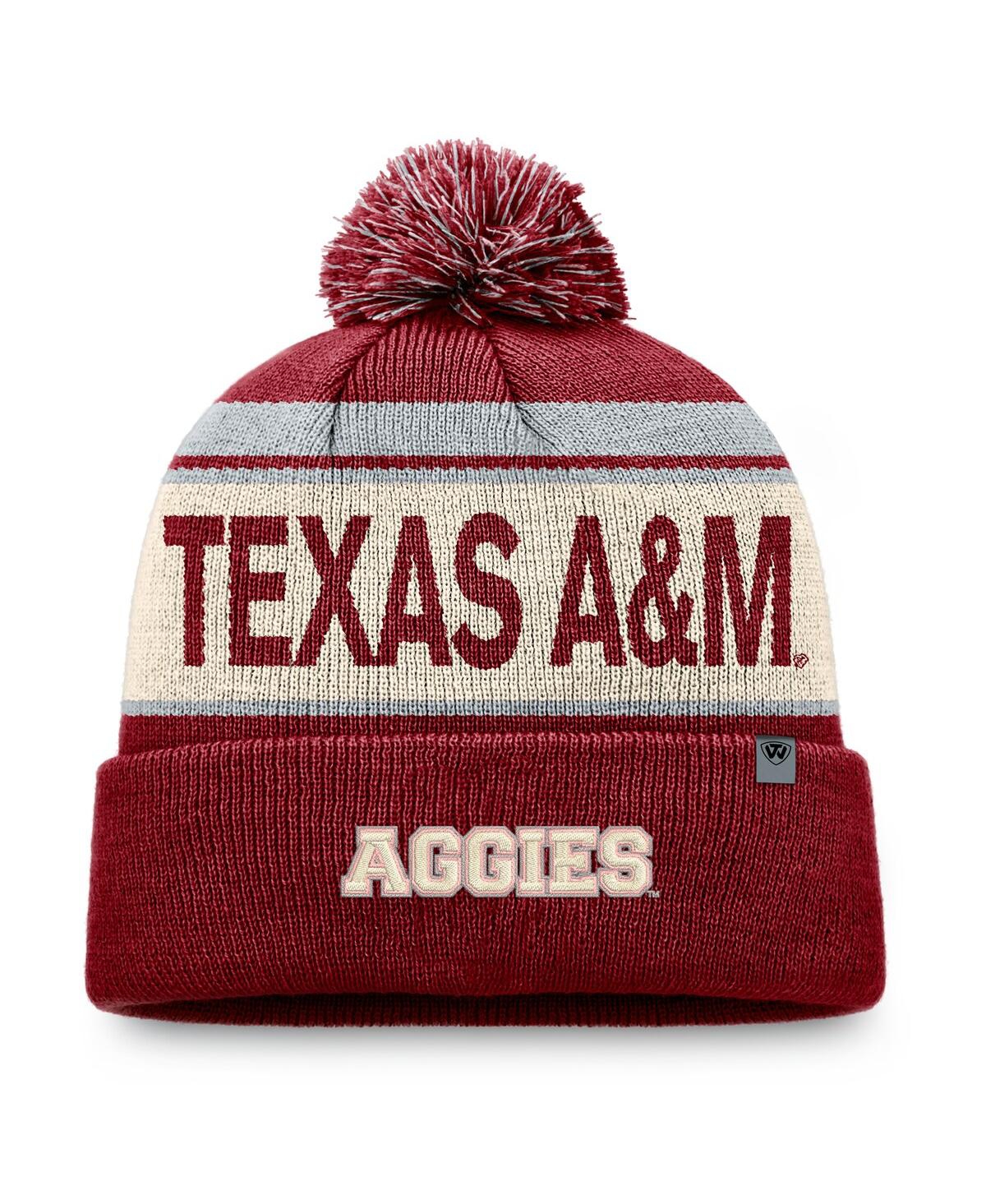 Top Of The World Men's Maroon Texas A & M Aggies Prime Cuffed With Pom Knit Hat In Maroon