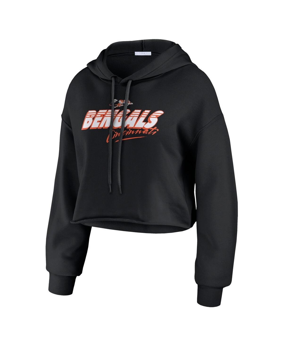 Wear By Erin Andrews Women's Black Cincinnati Bengals Prime Cropped Pullover Hoodie In Black