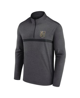 Men's Heather Charcoal Vegas Golden Knights Head-to-Head Raglan Quarter-Zip Top