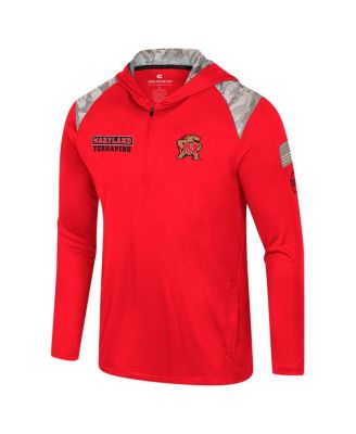 Men's Red Maryland Terrapins OHT Military Appreciation Quarter-Zip Hoodie Jacket