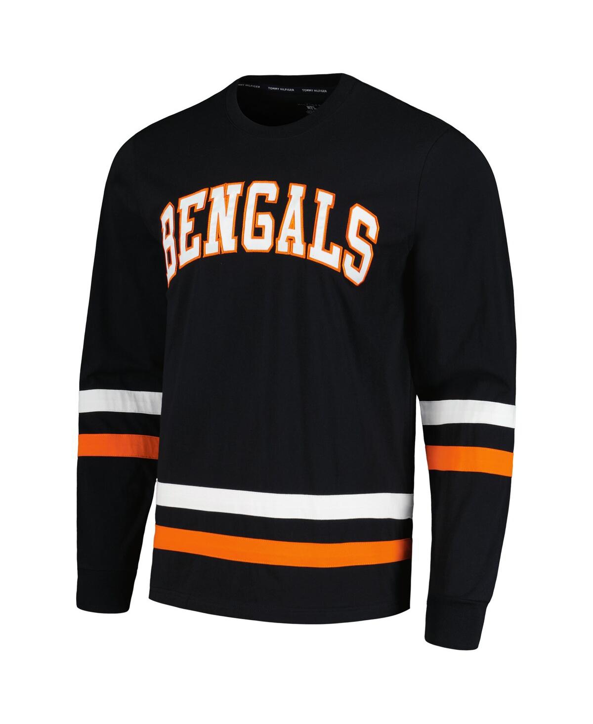 Tommy Hilfiger Men's Black/orange Cincinnati Bengals Nolan Long Sleeve T-shirt In Black
