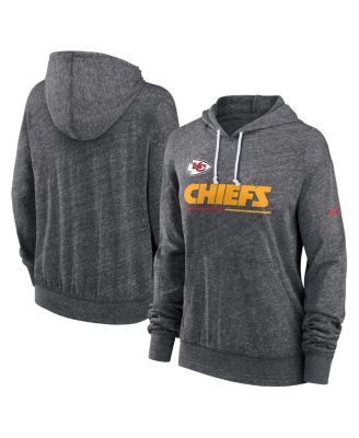 Women's Heather Charcoal Kansas City Chiefs Team Spirit Gym Vintage Lightweight Hoodie Top