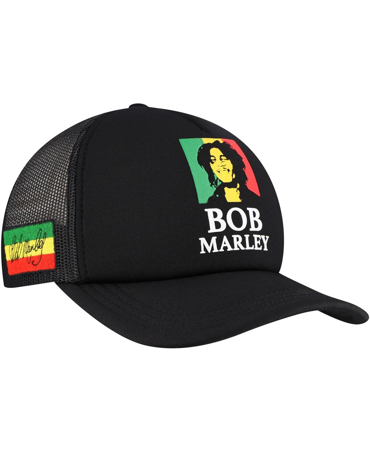 Men's Black Bob Marley Trucker Adjustable Hat - Black