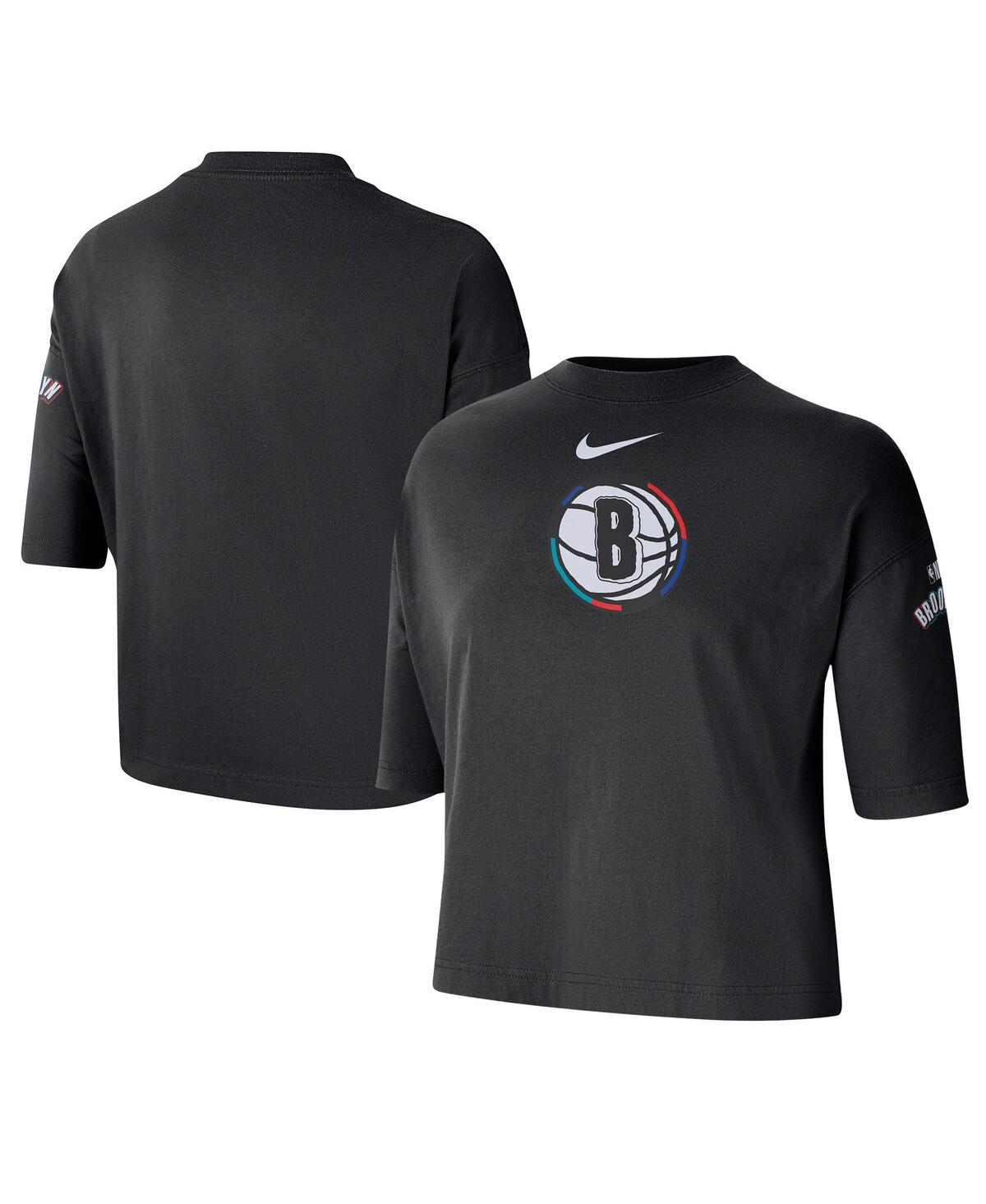 Nike Women's Black Brooklyn Nets 2024/25 City Edition Courtside Boxy T-shirt In Black