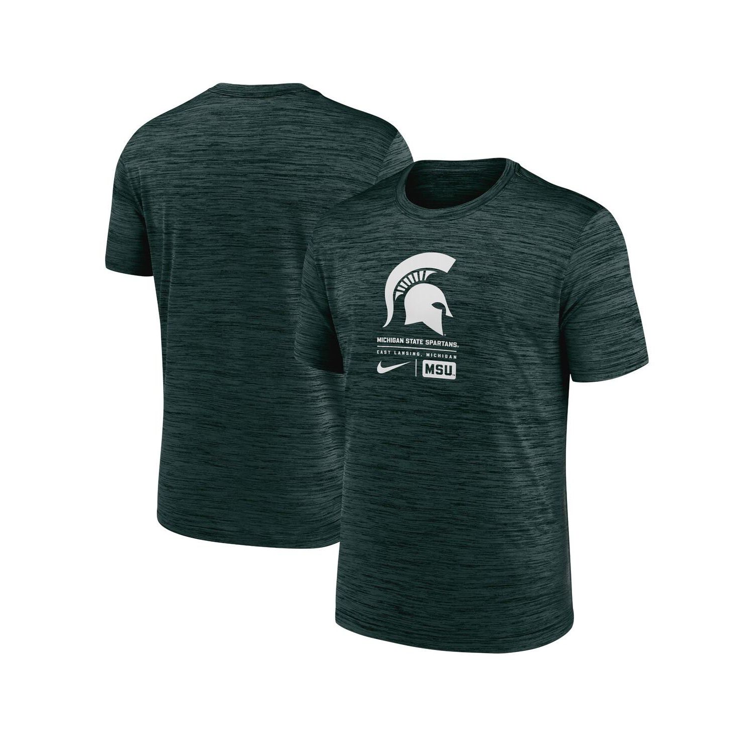 Men's Green Michigan State Spartans Campus Center Block Velocity Performance T-Shirt