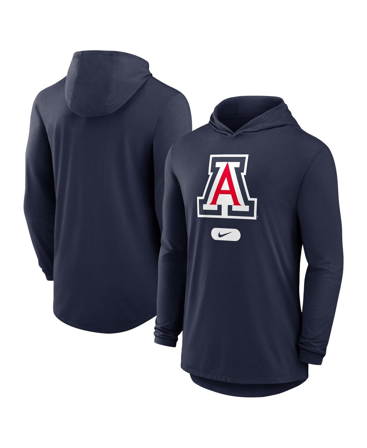 Nike Men's Navy Arizona Wildcats Lightweight Performance Long Sleeve Hoodie T-shirt In Black