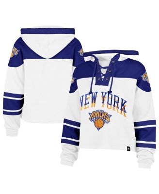 '47 Brand - Women's White New York Knicks 2024/25 City Edition Superior Cropped Lace-Up Pullover Hoodie