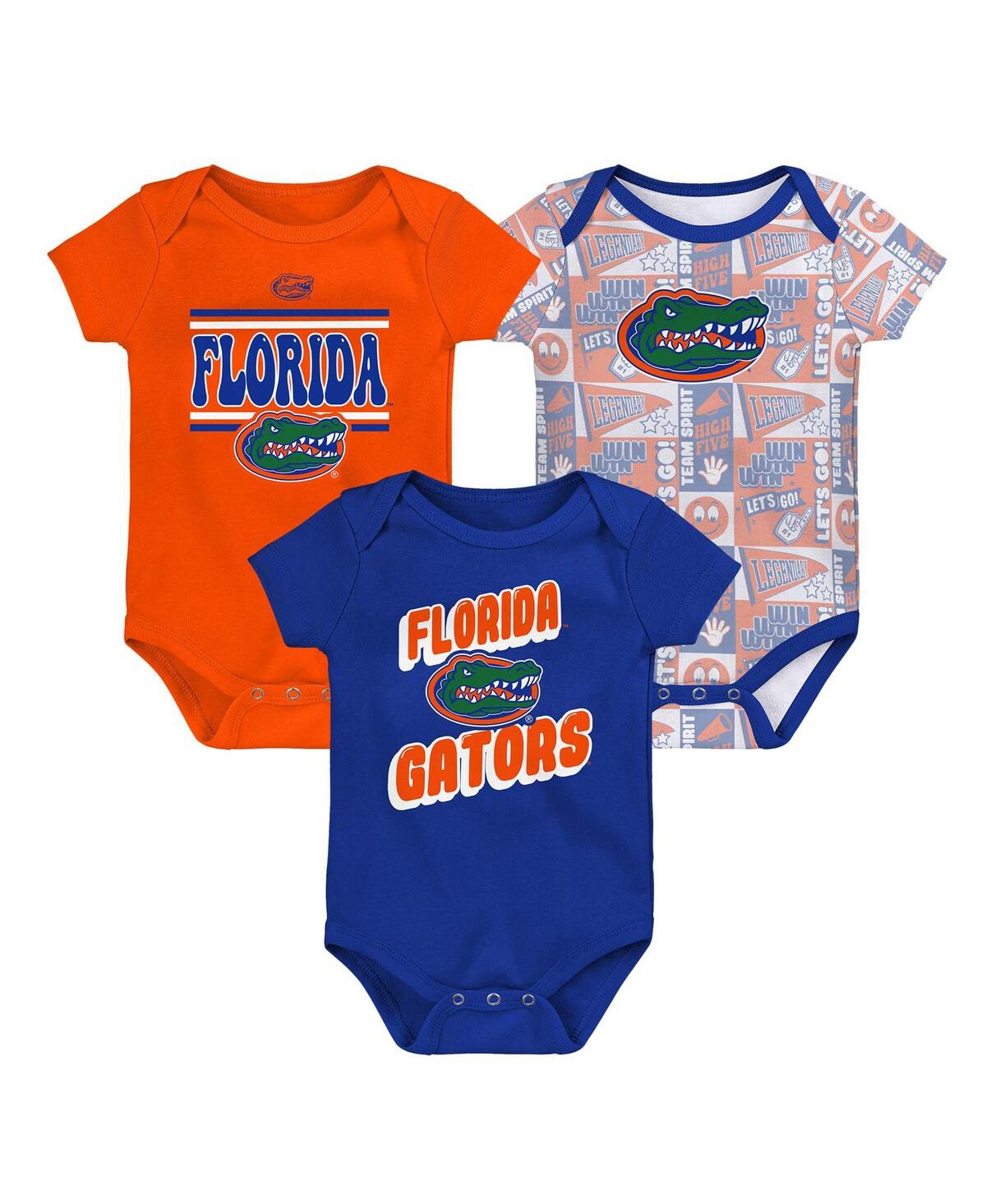 Newborn Royal Florida Gators Sunday Comics 3-Pack Bodysuit Set - Royal