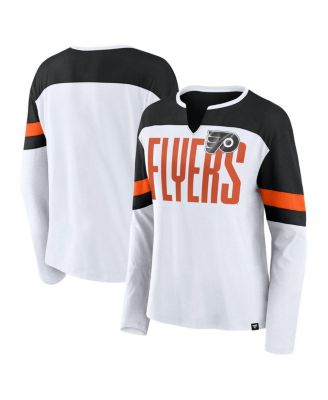 Fanatics - Women's  White/Black Philadelphia Flyers Frozen Long Sleeve Notch Neck T-Shirt