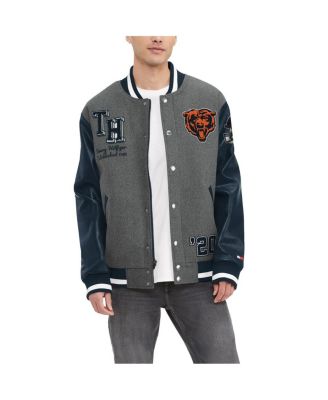 Tommy Hilfiger - Men's  Heather Gray/Navy Chicago Bears Gunner Full-Zip Varsity Jacket
