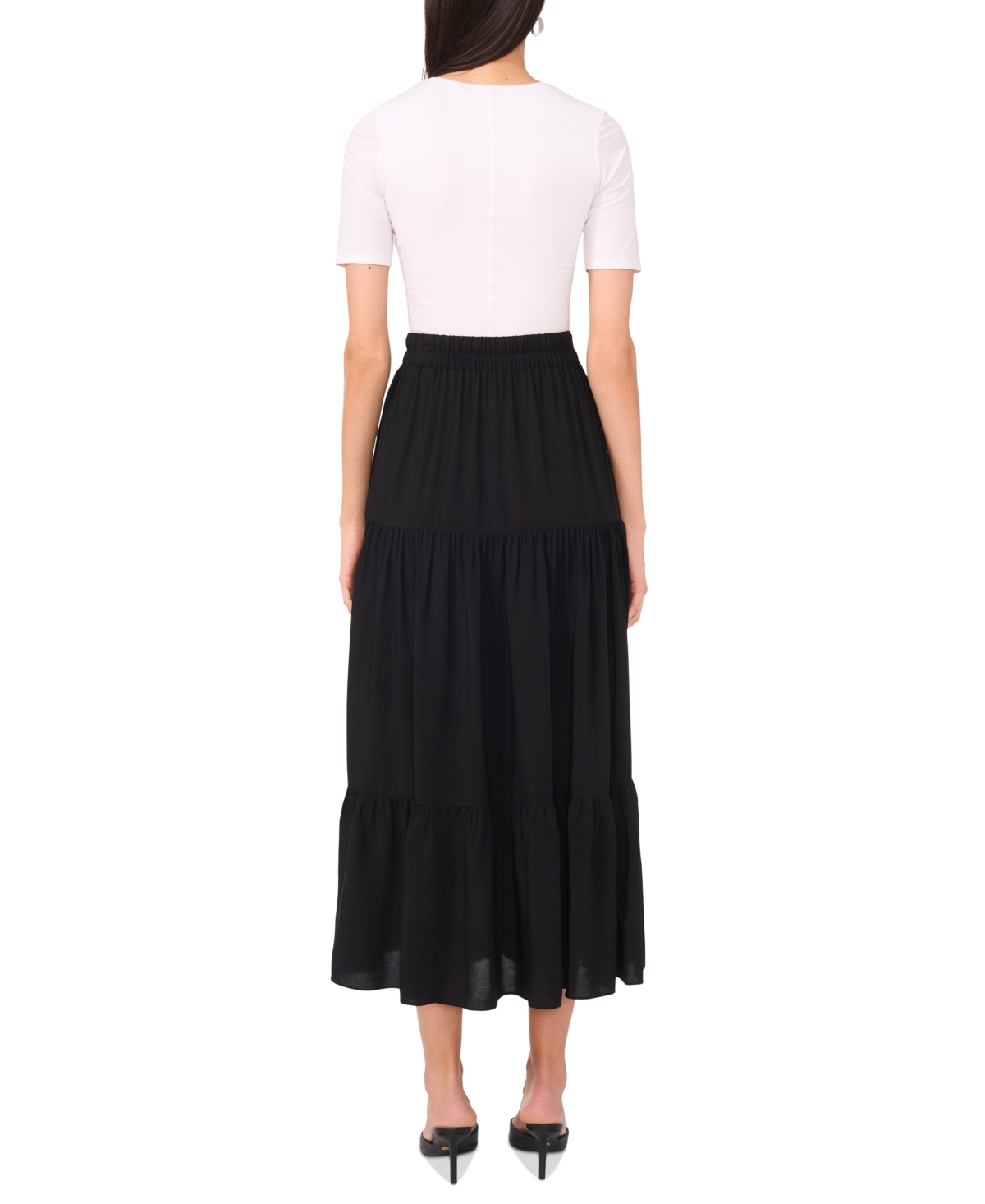 Sam & Jess Women's Challis Maxi Tie-waist Tiered Skirt In Black