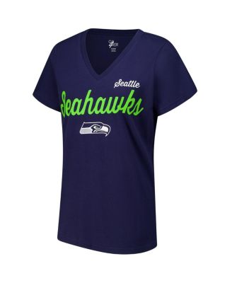 Women's College Navy Seattle Seahawks Post Season V-Neck T-Shirt