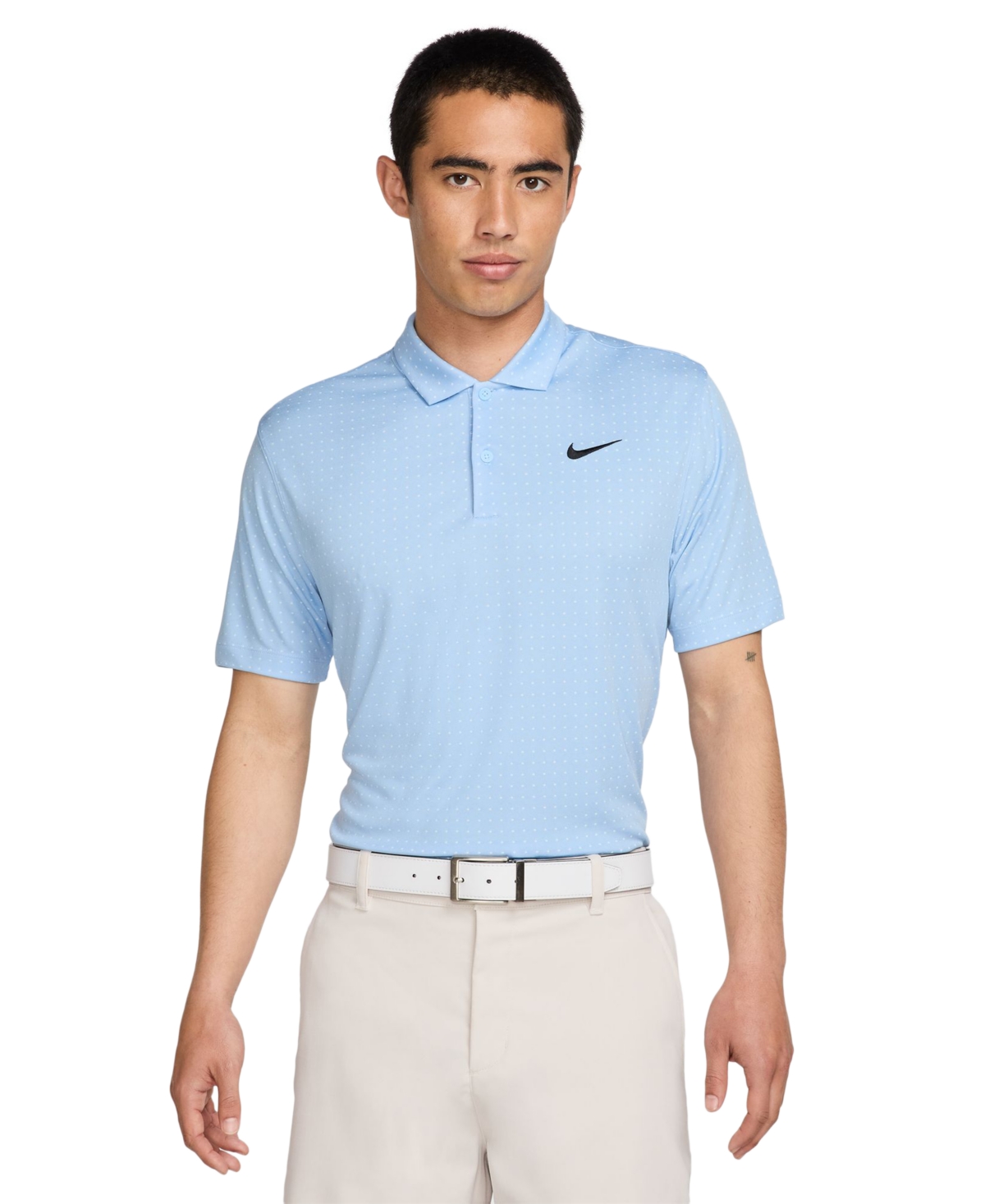 Nike Men's Core Dri-fit Classic-fit Dot-print Golf Polo Shirt In Blue