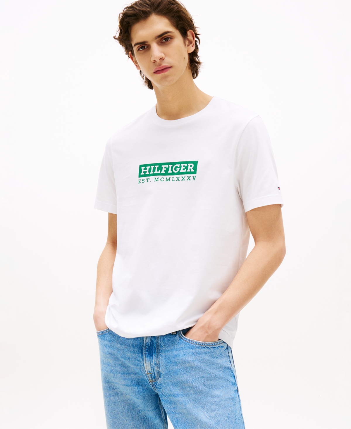 Tommy Hilfiger Men's Big & Tall Short Sleeve Color To Color Graphic T-shirt In White