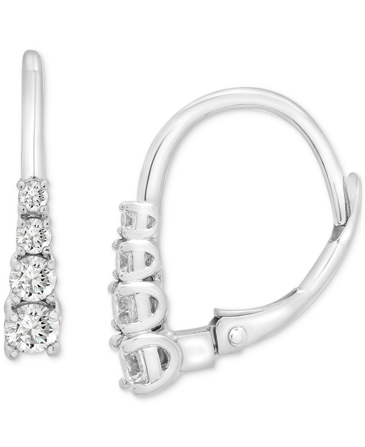 Macy's Diamond Leverback Hoop Earrings (1/2 Ct. T.w.) In 14k White Gold, Exclusively At  In White Gold