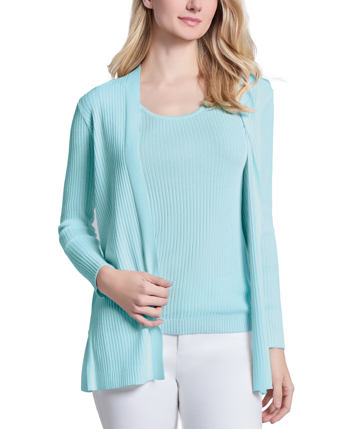 Jones New York Women's Petite Sutton Open-front Cardigan In Blue