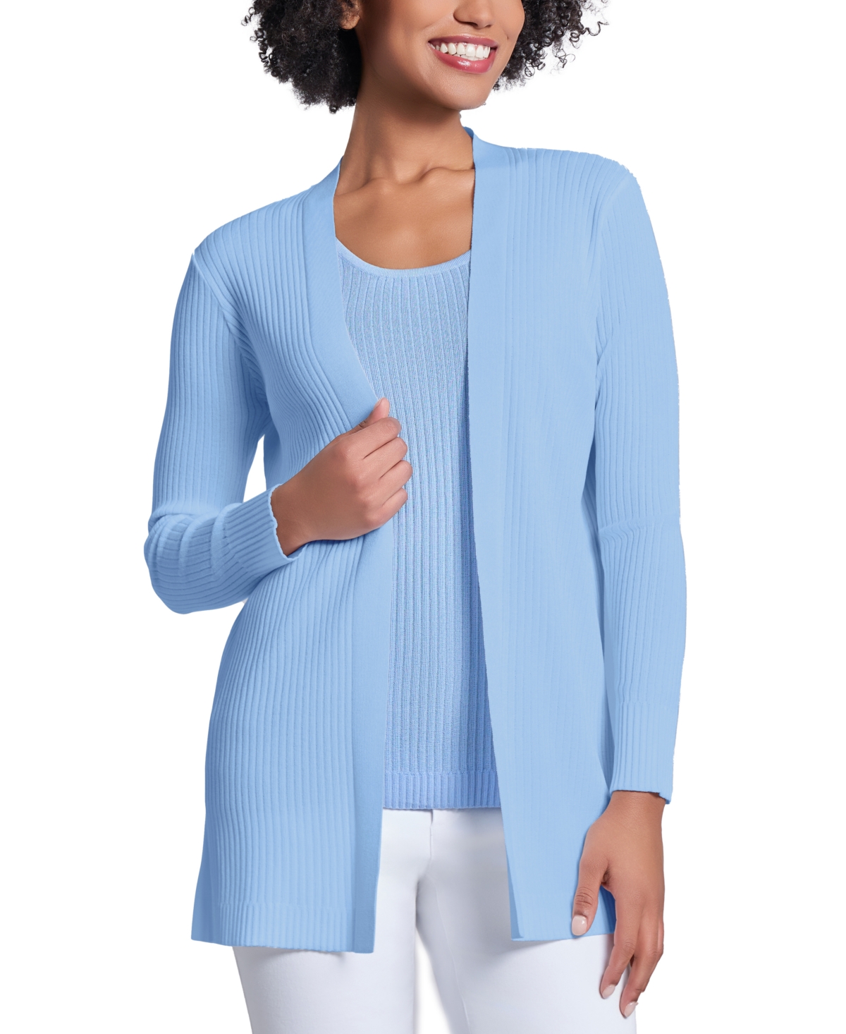 Jones New York Women's Petite Sutton Open-front Cardigan In Blue