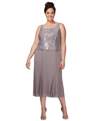 Plus Size Sequined Chiffon Dress and Jacket