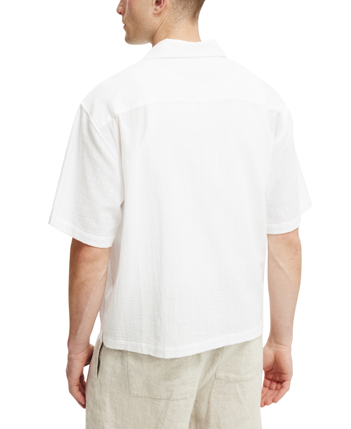 COTTON ON MEN'S RIVIERA BOX FIT SHORT SLEEVE SHIRT 