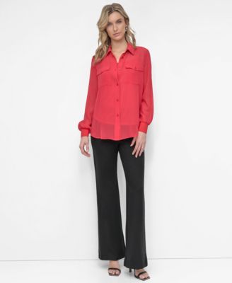 Women's Button-Down Chiffon Shirt