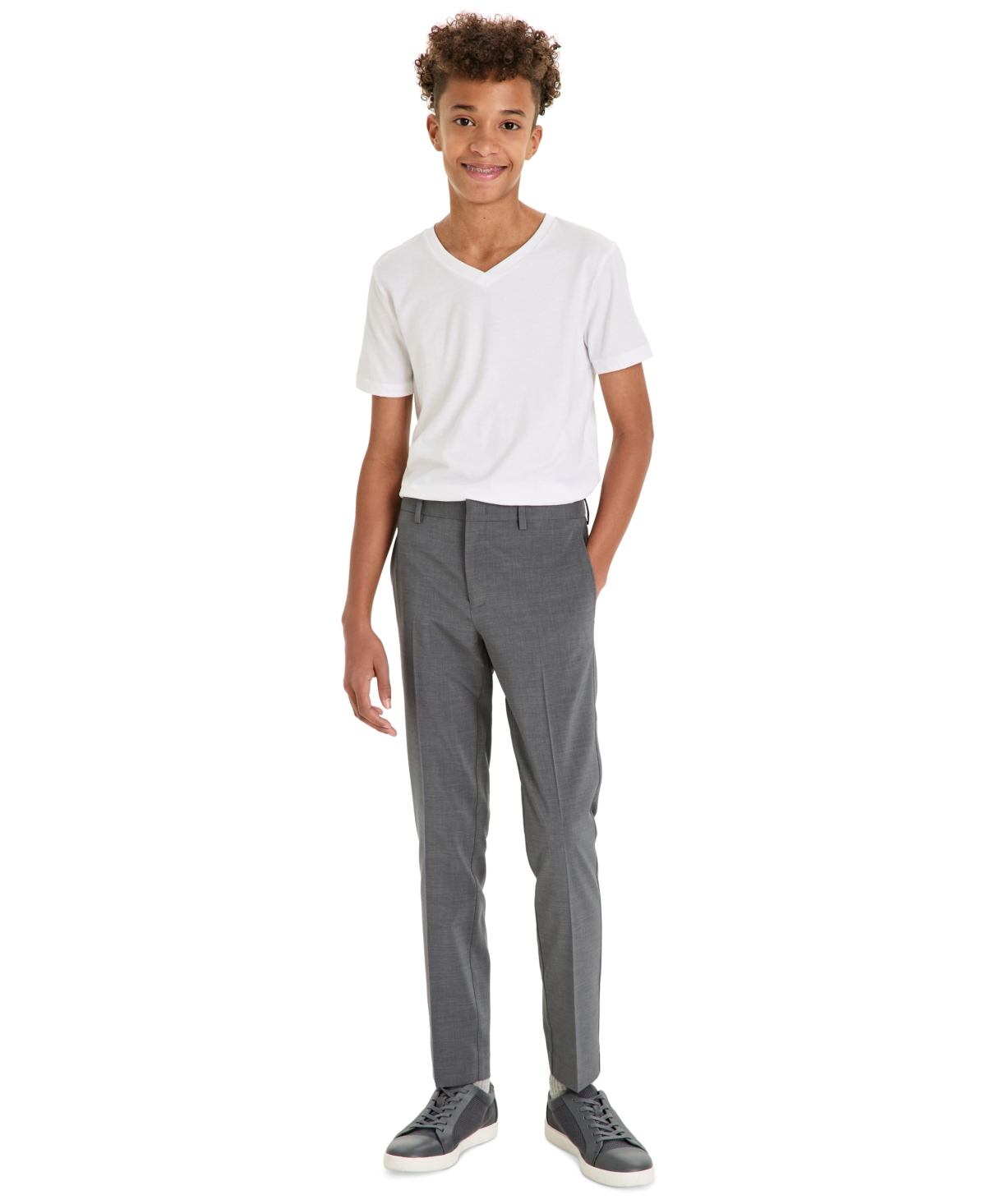 Kenneth Cole Reaction Big Boys Slim-fit Pants In Med Gray