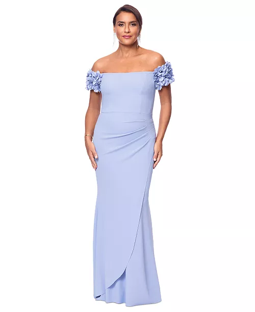 women's embellished-strap off-the-shoulder gown