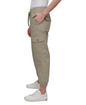 Sport Women's Cotton Ribbed-Waist Jogger Cargo Pants