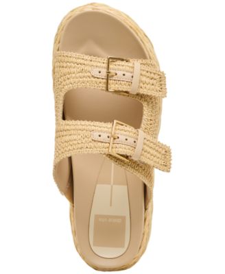 Women's Falyn Platform Double Buckle Raffia Woven Footbed Sandals