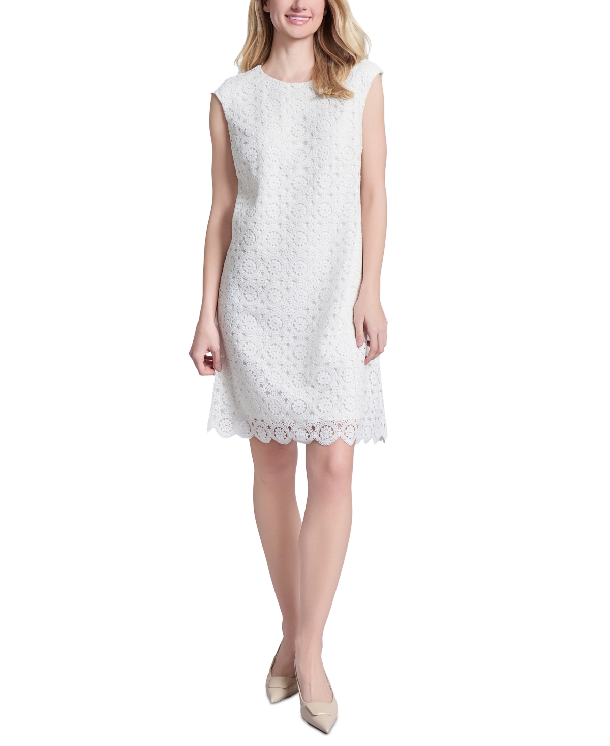 Women's Medallion Lace Swing Dress - Nyc White