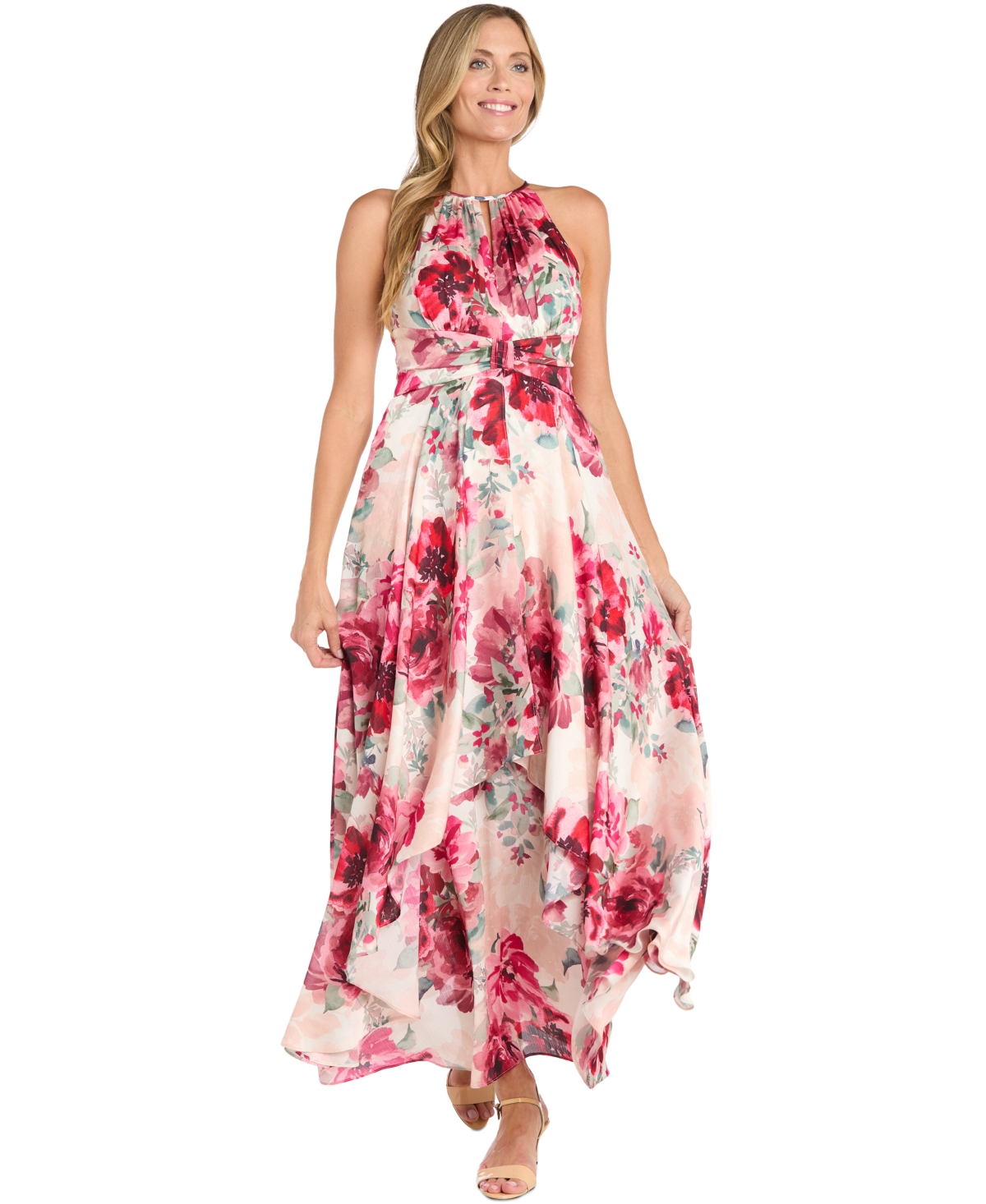 Women's Floral-Print Halter Gown - Rose