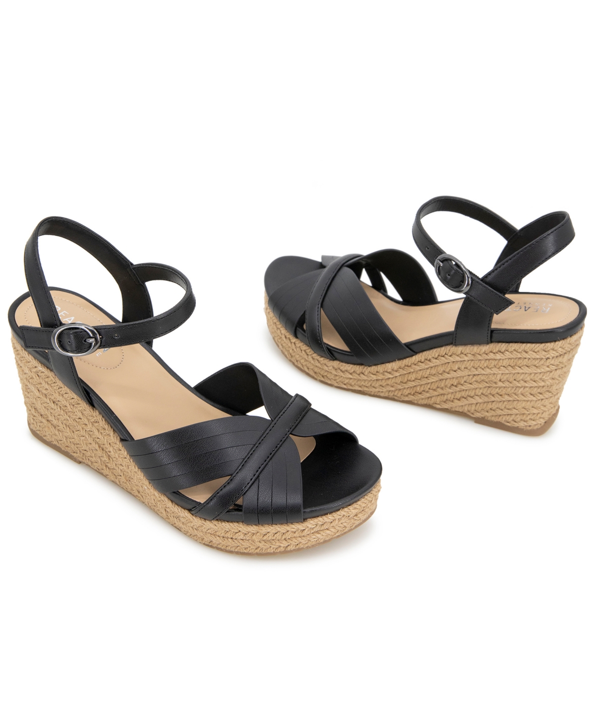 Kenneth Cole Reaction Women's Comi Almond Toe Wedge Sandals In Black