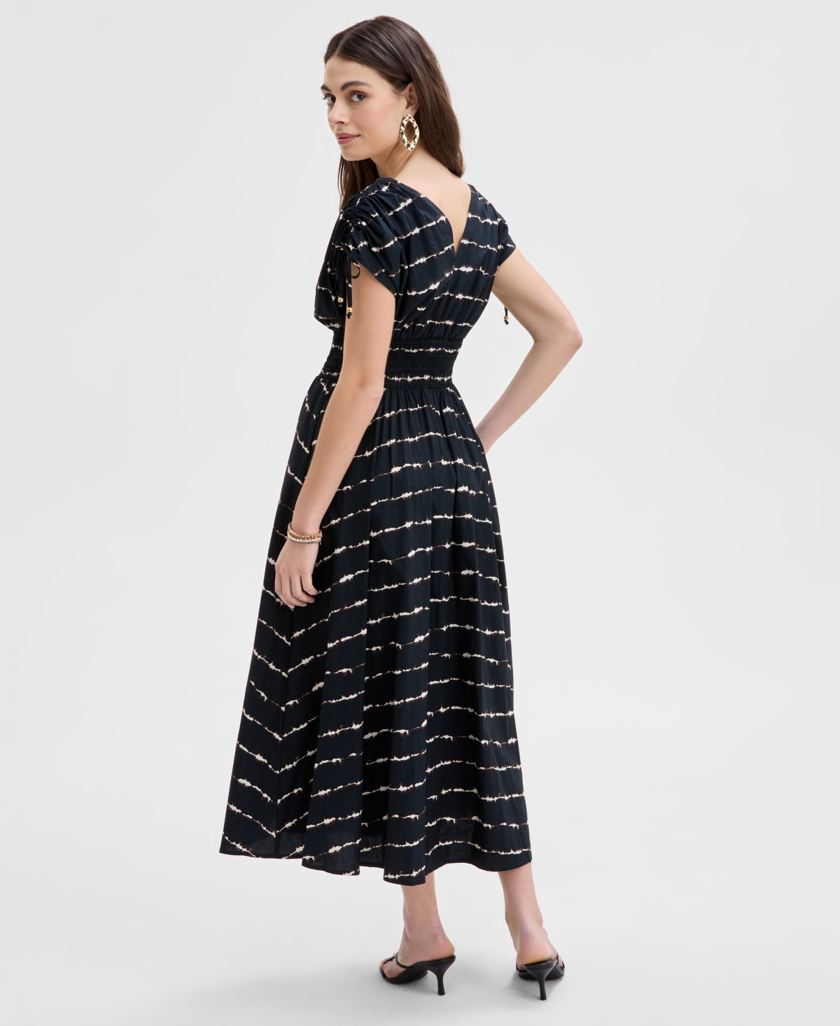 Inc International Concepts Women's Striped Double V-neck Cotton Dress, Exclusively At Macy's In Charmi Dye
