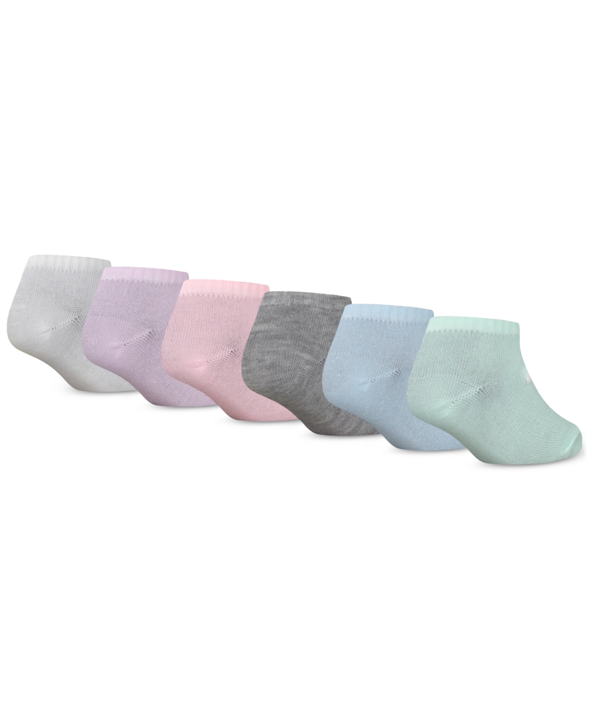 Nike Little Girls Metallic Swoosh Logo Low Socks, Pack Of 6 In Doll
