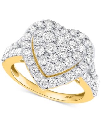 Lab Grown Diamond Heart Halo Cluster Ring (2 ct. t.w.) in Sterling Silver or 14K Gold-Plated Sterling Silver