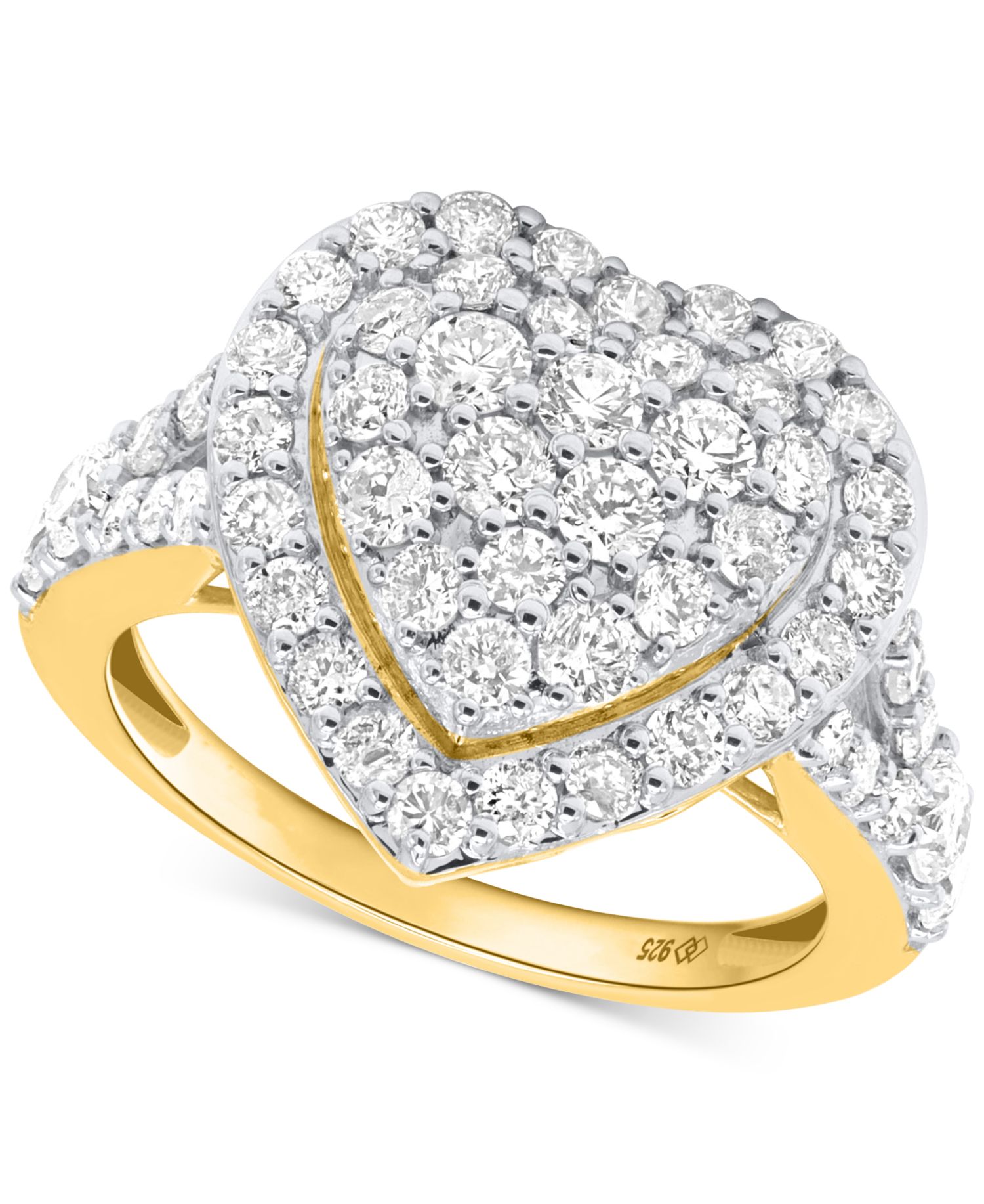 Lab Grown Diamond Heart Halo Cluster Ring (2 ct. t.w.) in Sterling Silver or 14K Gold-Plated Sterling Silver