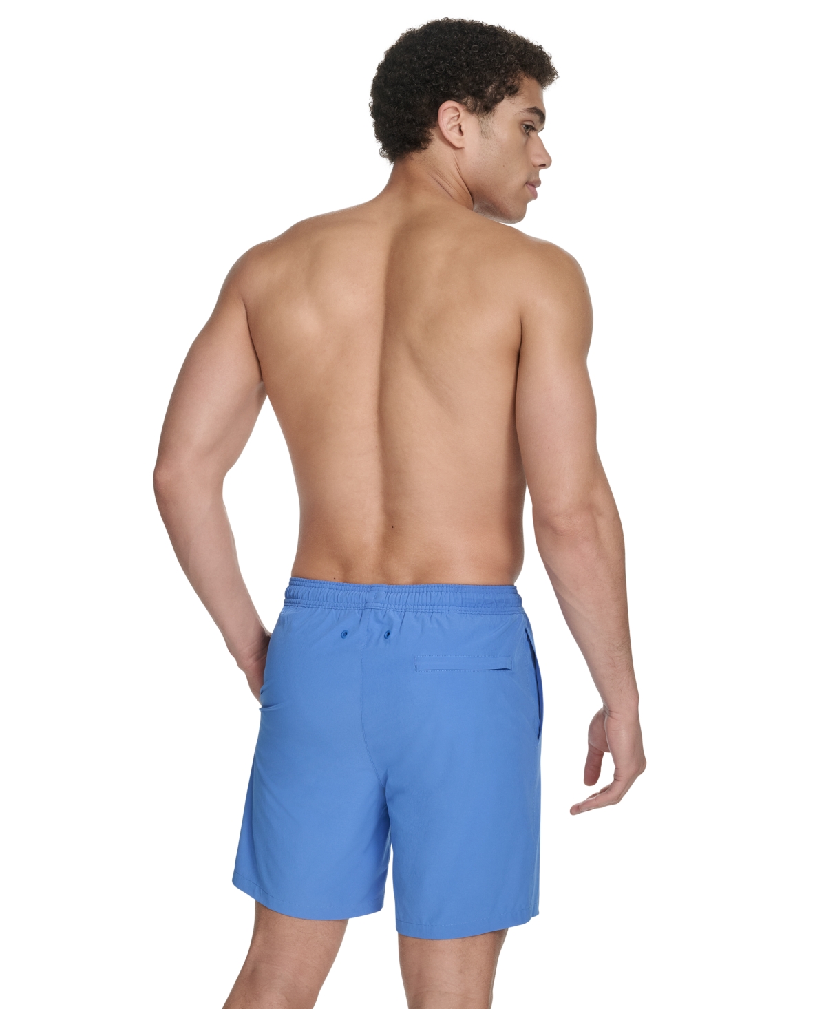 Calvin Klein Men's Regular-fit Quick-dry 5" Swim Trunks With Compression Short Liner In Medium Blue