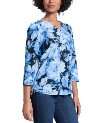 Women's Moss Crepe V-Neck 3/4-Sleeve Top