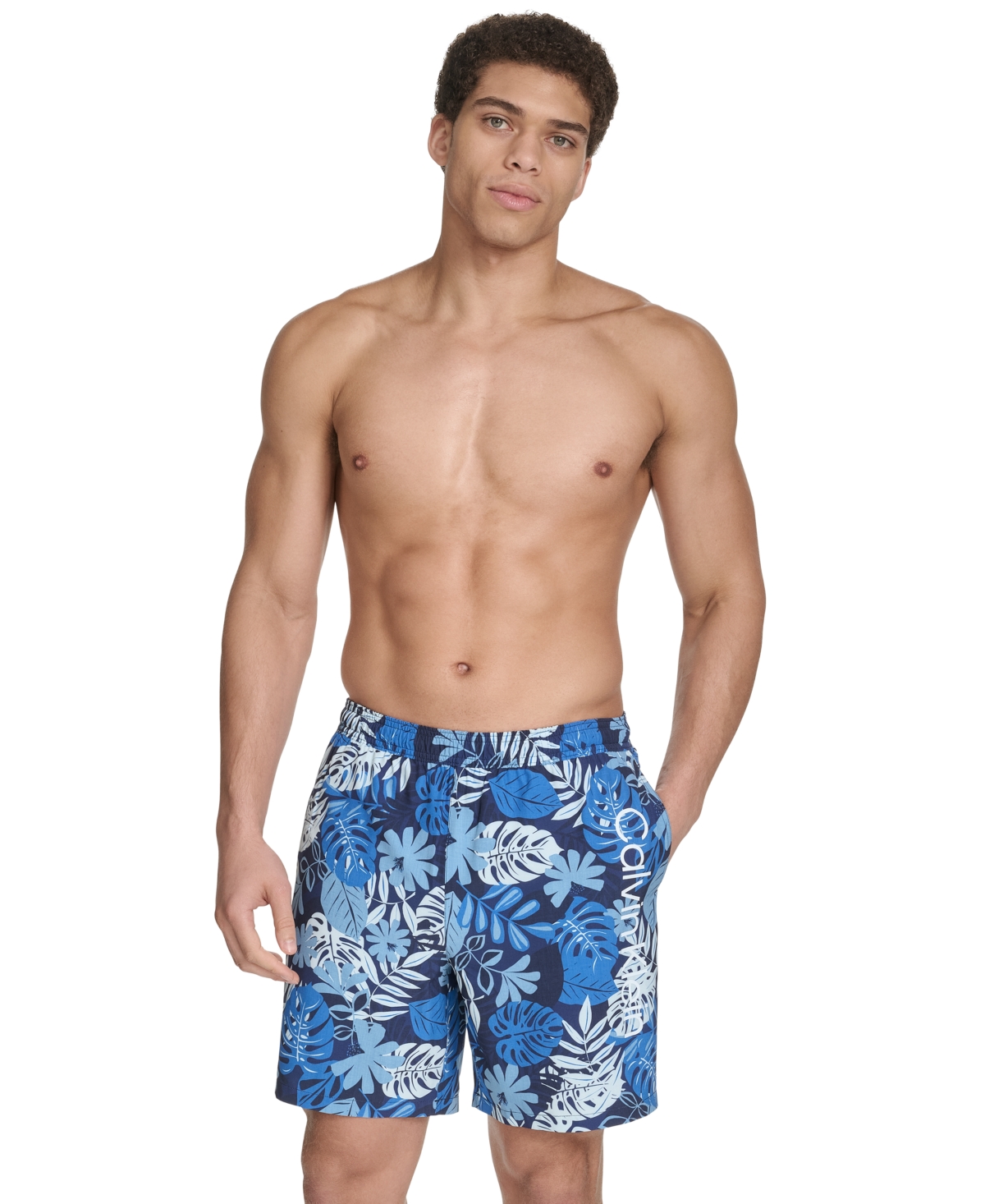 CALVIN KLEIN MEN'S REGULAR-FIT QUICK-DRY 5" SWIM TRUNKS WITH COMPRESSION SHORT LINER 