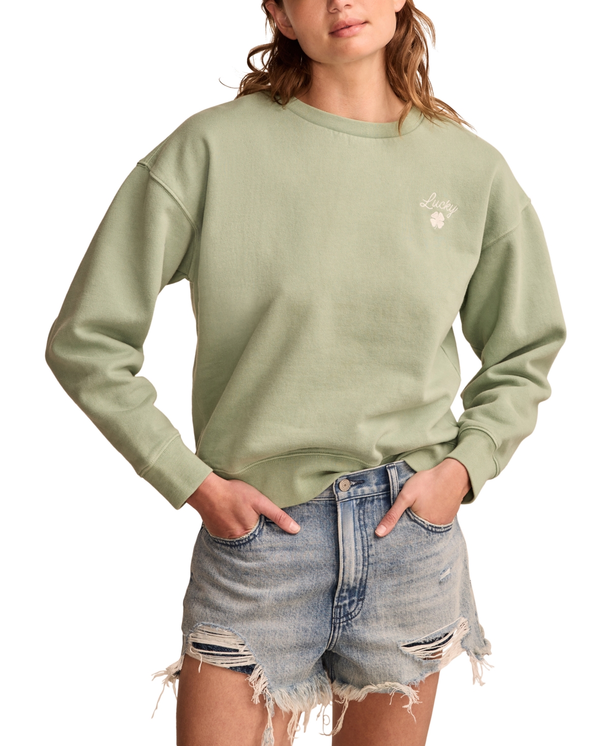 LUCKY BRAND WOMEN'S LUCKY CREWNECK SWEATSHIRT 