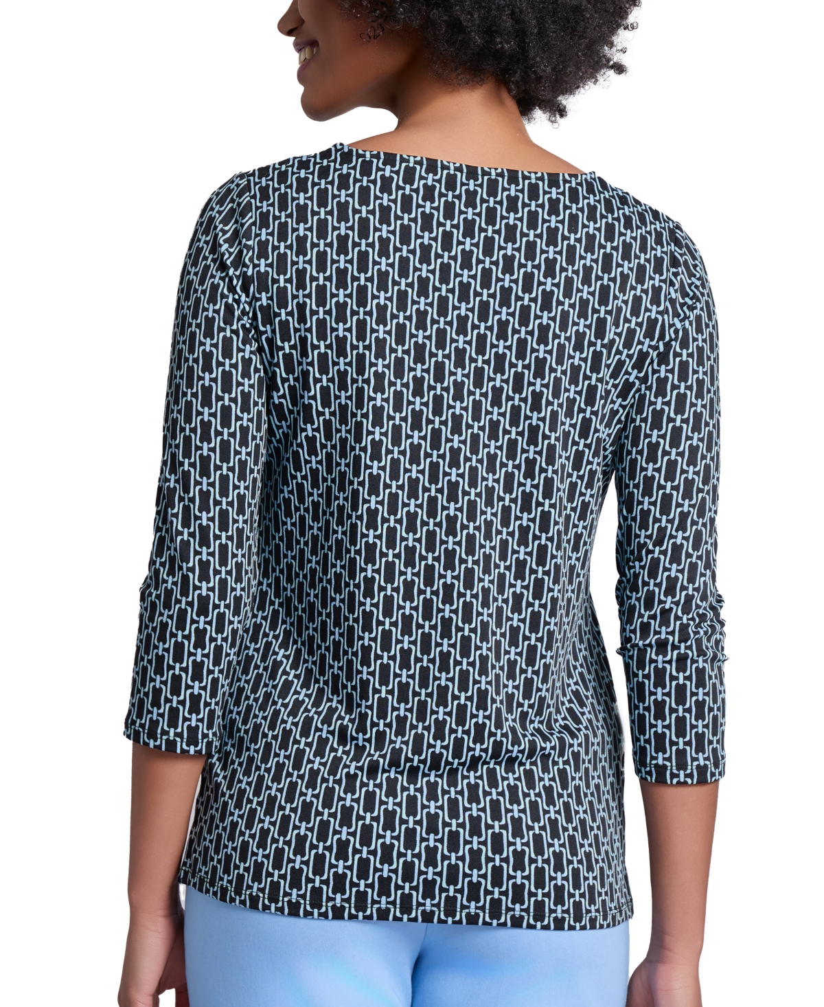 Jones New York Square Neck Top In Blue
